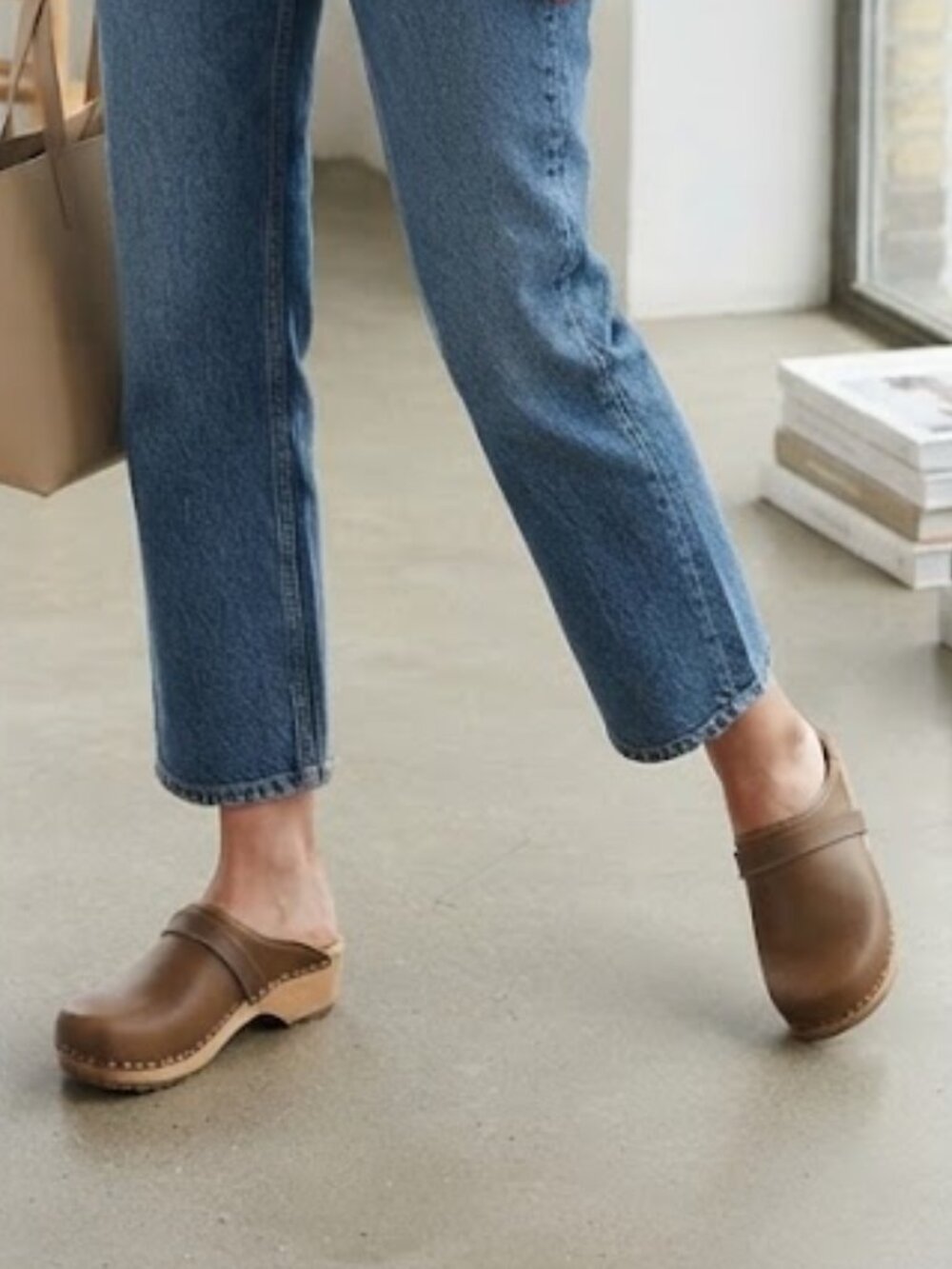 Classic Brown Bjork Leather Women's Clogs